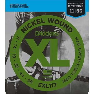 DfAddario yNX}XZ[z XL Nickel Electric Guitar Strings EXL117 (Medium TopC Extra Heavy Bottom/11-56)