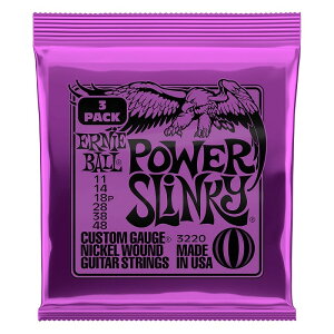 ERNIE BALL Power Slinky Nickel Wound Electric Guitar Strings 3 Pack #3220