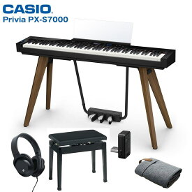 CASIO カシオ Privia PX-S7000BK ブラック プリヴィア 高低自在ピアノイスセット (セルフ組立・玄関先お渡し) (特典：練習用ヘッドホン＆お手入れクロス付き！) (電子ピアノ)