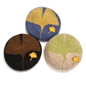 ベレー帽【tuduri ツヅリ】いちょうベレー ウール ベレー帽 帽子 レディース 女性 秋冬 個性的 かわいい おしゃれ カラフル クロ ベージュ アオ ファッション小物 小物 ハット プレゼント 贈り物 送料無料