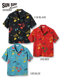 【送料無料!!】2023年 STAR OF HOLLYWOOD【SUN SURF】 HIGH DENSITY RAYON OPEN SHIRT “ROCKIN' NOTES”【サンサーフ】【ハワイアンシャツ】【アロハシャツ】 日本製【メンズ】【アメカジ】 SH39084