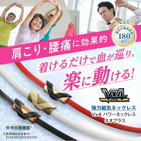 【磁気ネックレス】Vx4(ブイフォー・ヴイフォー)パワーネックレスネオプラス(腰痛、肩こり、180mT)