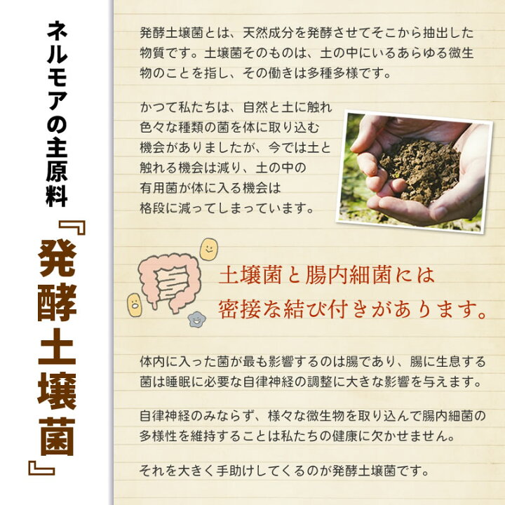 楽天市場 眠り 睡眠 サプリメント ネルモア2個セット 自然 松本先生 発酵土壌菌 不眠 腸内細菌 イキイキ生活通販