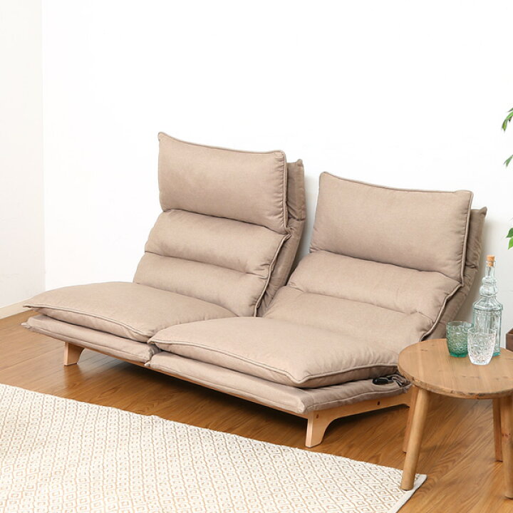 楽天市場 座椅子ソファ 2p 二人掛け ハイバック リクライニング 北欧風 低め 二人用 ファブリック ローソファ 脚付き 左右独立式 リクライニングチェア ベージュ グレー おしゃれ 腰痛 ダブルクッション座椅子 ソファ座椅子 Ikikagu イキカグ