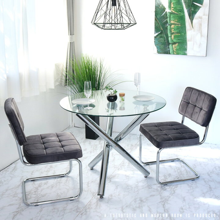 楽天市場】GLA-SSIC x AZURE ガラス 円形ダイニングセット 3点 2人  