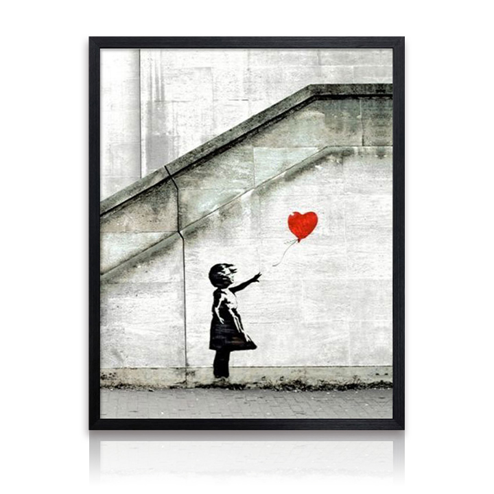 アートパネル Banksy バンクシー Red Ballon 風船と少女 玄関 グラフティ アートポスター おしゃれ 絵画 風刺画 インテリア 壁掛け 寝室 リビング スタイリッシュ ギフト 新築祝い 新生活 送料無料 ssxのサムネイル