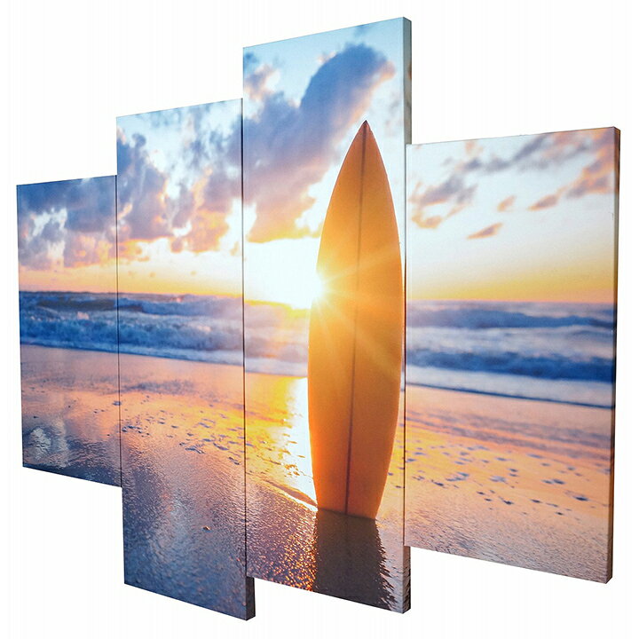 楽天市場】フォトパネル Surfboard on the beach at sunset 4枚セット 