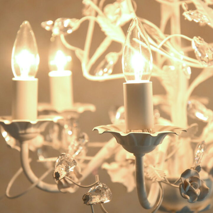 楽天市場】プリンセスホワイトROSE 6灯 シャンデリア Larrentia  