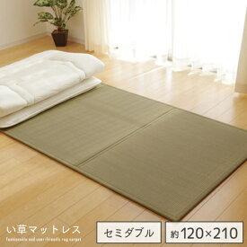 国産 折りたたみ い草マットレス セミダブル 120×210cm | 日本製 マットレス い草 長方形 ラグ 寝具 ござ ゴザ 防菌 防臭 防音 軽い 軽量 和 ヒバエッセンス モダン おすすめ おしゃれ 送料無料