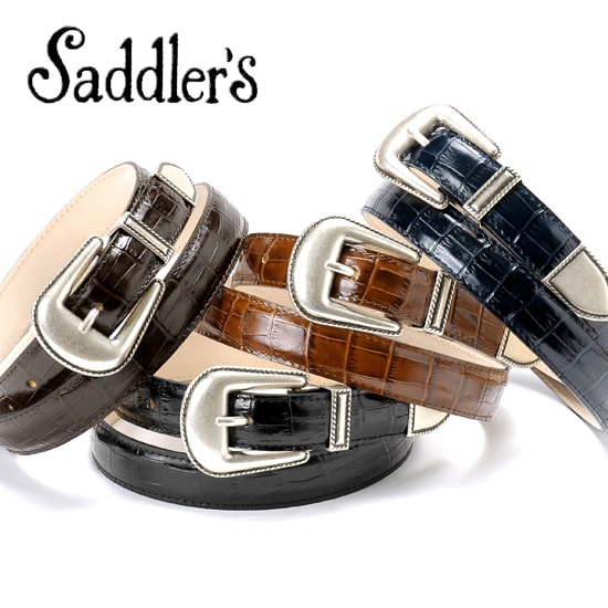 サドラーズ Saddler’s/ クロコダイル型押しレザープンターレベルト「G317」（4 colors）ベルト レザー 革 イタリア製 ドレス 【ラッピング対応】 | メンズ レザーベルト 革ベルト 皮ベルトベルト ブランド 男性 おしゃれ ギフト