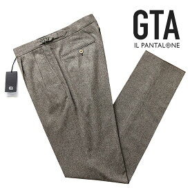 【SALE】ジーティーアー GTA ／ 【国内正規品】 ／ 22-23AW ウールフランネルハウンドトゥースサイドアジャスター2プリーツパンツ「HERRICK」（ブラウン）／ エリック 秋冬 メンズ スラックス ウールパンツ ビジネス 千鳥格子