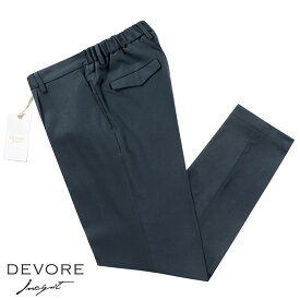 【SALE】デヴォレ インチピット DEVORE incipit ／ 23-24AW ウールストレッチフランネル1プリーツシャーリングパンツ「LEISURE CHINO」（ネイビー）／ 秋冬 メンズ ボトムス イージーパンツ ウールパンツ ビジネス 無地