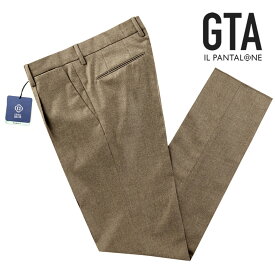 【ポイント10倍】【SALE】ジーティーアー GTA ／ 【国内正規品】 ／ 23-24AW ANGELICO Super100’sウールサキソニー1プリーツパンツ「811」（グレイッシュブラウン）／ 秋冬 メンズ ボトムス スラックス ビジネス 無地 アンジェリコ