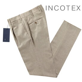 【ポイント10倍】【SALE】インコテックス INCOTEX ／ 【国内正規品】 ／ 23-24AW Super100’sウールフランネル1プリーツパンツ「1T0031-1645A」（アイスベージュ）／ 秋冬 メンズ ボトムス スラックス ウールパンツ フラノ サキソニー 無地