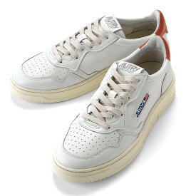 【ポイント10倍】オートリー AUTRY ／ 【国内正規品】 ／ スムースレザーレースアップスニーカー「MEDALIST LOW」（WHT/RUST／ホワイト×オレンジ）／ メンズ アメリカ 靴 シューズ 天然革 レザースニーカー メダリスト