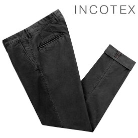 インコテックススラックス INCOTEX SLACKS ／ 【国内正規品】 ／ 製品染めコットンストレッチギャバジンチノパンツ「18S100-4611D」（ブラック）／ 3シーズン メンズ イタリア ボトムス チノパン コットンパンツ 100番 無地