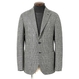 【SALE】ルイジボレッリ ルイジボレリ LUIGI BORRELLI ／ 24-25AW ウールカシミヤライトツイードチェック3Bジャケット「PROCIDA」（ホワイト×ブラック）【ハンガー便選択OK】／ あす楽非対応 メンズ イタリア 秋冬 グレンチェック