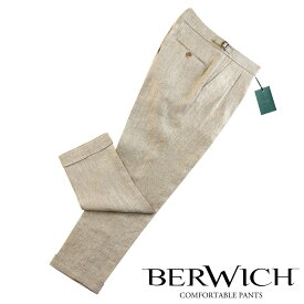 ベルウィッチ BERWICH ／ 【国内正規品】 ／ 24SS リネンヘリンボーンサイドアジャスターパンツ「SCOTCH」（DESERT／ベージュ）／ スコッチ 春夏 メンズ イタリア サイドアジャスターパンツ 無地