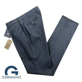 【クーポン対象】ジェルマーノ GERMANO ／ 24SS 製品染めコットンストレッチギャバジン1プリーツパンツ「521G-8901」（ダークネイビー）／ 3シーズン メンズ イタリア ボトムス チノパン コットンパンツ 無地 ソンドリオ