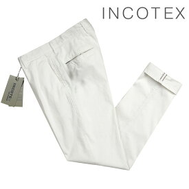 インコテックススラックス INCOTEX SLACKS ／ 【国内正規品】 ／ 24SS 製品染めコットンストレッチギャバジンチノパンツ「17S100-9664A」（ホワイト）／ 3シーズン メンズ イタリア ボトムス チノパン コットンパンツ 100番 無地