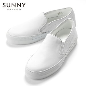 【SALE】ペリーコサニー PELLICO SUNNY / 【国内正規品】 / スムースレザーダブルソールスリッポンスニーカー「M001」(BIANCO/ホワイト)/ メンズ イタリア 靴 シューズ レザースニーカー レ