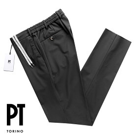 PT TORINO ピーティートリノ ／ 【国内正規品】 ／ 24SS 高機能スーパーストレッチ素材ドローコードパンツ「SLIM FIT」（ブラック）／ PT01 PTトリノ 春夏 メンズ ボトムス シャーリングパンツ スラックス ビジネス 無地