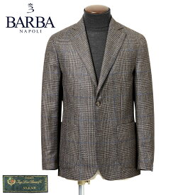 【ポイント10倍】【SALE／返品・交換不可】バルバ BARBA ／【国内正規品】／ 25-26AW Loro Pianaウールシルクカシミヤライトフランネルグレンチェック2Bシャツジャケット「EASY JAP」（ブラウン×グレー×ネイビー）【ハンガー便選択OK】／ ロロピアーナ SILK AIR