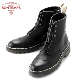 マニュファクチュールボントン Manufacture Bontemps ／ 【国内正規品】 ／ オイルドカーフレザーレースアップブーツ「MBF203」（Noir／ブラック）／ ボンタン フランス メンズ シューズ 靴 革靴 編み上げブーツ HAAS