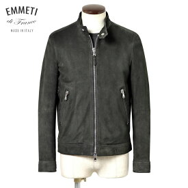 【クーポンで20%OFF】エンメティ EMMETI ／ 【国内正規品】 ／ ゴートスエードシングルライダースジャケット「MASSIMO」（ANTRACITE／チャコールグレー）／ セール除外品 マッシモ メンズ イタリア レザーライダース レザージャケット カモーショ