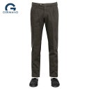 【ポイント10倍】ジェルマーノ GERMANO ／ 25-26AW 製品染めコットンストレッチギャバジン1プリーツパンツ「521G-3905」（ダークブラウン）／ 3シーズン メンズ イタリア ボトムス チノパン コットンパンツ 無地