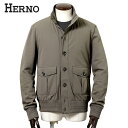 ヘルノ HERNO ／ 【国内正規品】 ／ 25-26AW 両面編みコットンジャージー×ストレッチマットナイロン薄中綿ブルゾン「JC00017UR」（グレイッシュブラウン）／ 3シーズン メンズ アウター バルスターブルゾン 中綿ブルゾン リゾートコレクション