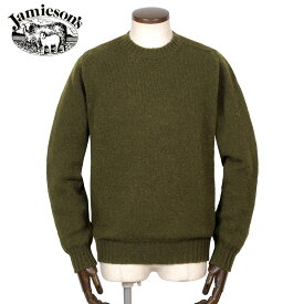 【ポイント10倍】ジャミーソンズ Jamieson's ／ シェトランドウールクルーネックニット「MK838C」（オリーブ）【ラッピング対応】／ 秋冬 シェットランドウール 英国 イギリス スコットンランド セーター 無地