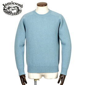 【ポイント10倍】ジャミーソンズ Jamieson's ／ シェトランドウールクルーネックニット「MK838C」（サックスブルー）【ラッピング対応】／ 秋冬 シェットランドウール 英国 イギリス スコットンランド セーター 無地