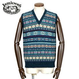【ポイント10倍】ジャミーソンズ Jamieson's ／ シェトランドウールフェアアイル柄Vネックニットベスト「MK176V」（625/109）【ラッピング対応】／ 秋冬 メンズ イギリス スコットンランド セーター フェアアイル模様