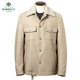 ルイジボレッリ ルイジボレリ LUIGI BORRELLI ／ 25-26AW ウールコットンカシミヤ中綿ボアカラーブルゾン「OT9006」（ベージュ）【ハンガー便選択OK】／ メンズ イタリア アウター ブルゾン ナポリ 秋冬 無地