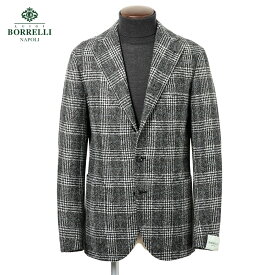 【SALE／返品・交換不可】ルイジボレッリ ルイジボレリ LUIGI BORRELLI ／ 25-26AW ウールモヘアナイロンカシミヤグレンチェック3Bシングルジャケット「PROCIDA」（ブラック×ホワイト×グリーン）【ハンガー便選択OK】／ メンズ ビジネス イタリア ナポリ 手縫い