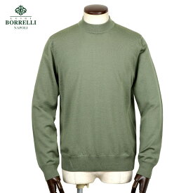 ルイジボレッリ ルイジボレリ LUIGI BORRELLI ／ 25-26AW ウールハイゲージモックネックニット「12KN906」（セージ）【ラッピング対応】／ メンズ イタリア 秋冬 セーター 長袖 ロングスリーブ 無地