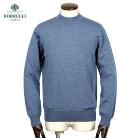 ルイジボレッリ ルイジボレリ LUIGI BORRELLI ／ 25-26AW ウールハイゲージモックネックニット「12KN906」（インディゴブルー）【ラッピング対応】／ メンズ イタリア 秋冬 セーター 長袖 ロングスリーブ 無地