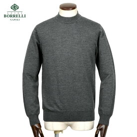 【SALE／返品・交換不可】ルイジボレッリ ルイジボレリ LUIGI BORRELLI ／ 25-26AW ウールハイゲージモックネックニット「12KN906」（チャコールグレー）【ラッピング対応】／ メンズ イタリア 秋冬 セーター 長袖 ロングスリーブ 無地