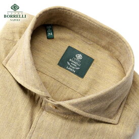 【ポイント10倍】ルイジボレッリ ルイジボレリ LUIGI BORRELLI ／ 25-26AW コットンヘリンボーンホリゾンタルカラーカジュアルシャツ「NA35(LT44950)」（マスタード）／ イタリア カジュアルシャツ メンズ ヘリンボーン