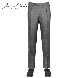 【ポイント10倍】マッシモコラード Massimo Corrado ／ 【国内正規品】 ／ ALFRED BROWNウールシャークスキン1プリーツパンツ「TOLEDO」（グレー）【ラッピング対応】／ セール除外品 オールシーズン メンズ イタリア スラックス ウールパンツ アルフレッドブラウン