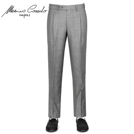 【ポイント10倍】マッシモコラード Massimo Corrado ／ 【国内正規品】 ／ GUABELLOウールシャークスキン1プリーツパンツ「TOLEDO」（ライトグレー）【ラッピング対応】／ オールシーズン メンズ イタリア スラックス ウールパンツ グアベロ