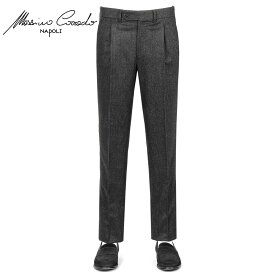 【ポイント10倍】マッシモコラード Massimo Corrado ／ 【国内正規品】 ／ LEOMASTERウールナイロンフランネルグレンチェック1プリーツパンツ「TOLEDO」（ブラック×グレー）【ラッピング対応】／ 秋冬 メンズ イタリア スラックス ウールパンツ レオマスター 英国柄