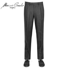 【ポイント10倍】マッシモコラード Massimo Corrado ／ 【国内正規品】 ／ ALFRED BROWNウールシャドーヘリンボーン1プリーツパンツ「TOLEDO」（チャコールグレー）【ラッピング対応】／ 秋冬 メンズ イタリア スラックス ウールパンツ アルフレッドブラウン