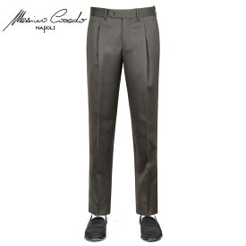 【ポイント10倍】マッシモコラード Massimo Corrado ／ 【国内正規品】 ／ MARZOTTOウールギャバジン1プリーツパンツ「TOLEDO」（ブラウングレー）【ラッピング対応】／ オールシーズン メンズ イタリア スラックス ウールパンツ マルゾット