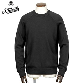 【SALE】サンモリッツ S.Moritz ／ 25-26AW Super120’sウールカシミヤ12ゲージスウェット型クルーネックニット「GC1MLR2A WC12R」（ブラック）【ラッピング対応】／ フィリッポデローレンティス 秋冬 メンズ イタリア