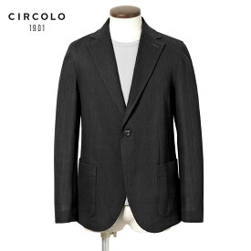 【スーパーSALE／返品・交換不可】チルコロ 1901 CIRCOLO 1901 ／ 【国内正規品】 ／ 25SS コットンドビー調ジャージー2Bシャツジャケット「CN4868」（NERO／ブラック）【ハンガー便選択OK】／ 春夏 メンズ イタリア ジャージージャケット 無地