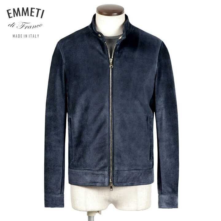 EMMETT ネイビー スエードゴールドジップ ライダース 噂の、JURI×GOLD 