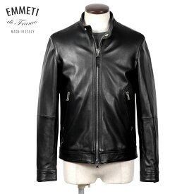 【ポイント10倍】エンメティ EMMETI ／ 【国内正規品】 ／ ラムナッパレザーシングルライダースジャケット「MASSIMO」（NERO／ブラック）【ハンガー便選択OK】／ セール除外品 マッシモ メンズ イタリア レザーライダース レザージャケット ナッパチェラータ
