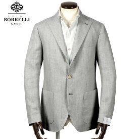 【SALE】ルイジボレッリ ルイジボレリ LUIGI BORRELLI ／ 25SS リネンウールヘリンボーン3Bジャケット「PROCIDA」（ライトグレー）【ハンガー便選択OK】／ あす楽非対応 メンズ ビジネス イタリア ナポリ 手縫い 春夏 ヘリンボーン